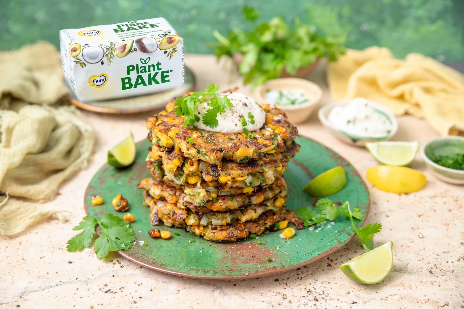 Plant-Based/Vegan Courgette &amp; Corn Fritters - Flora