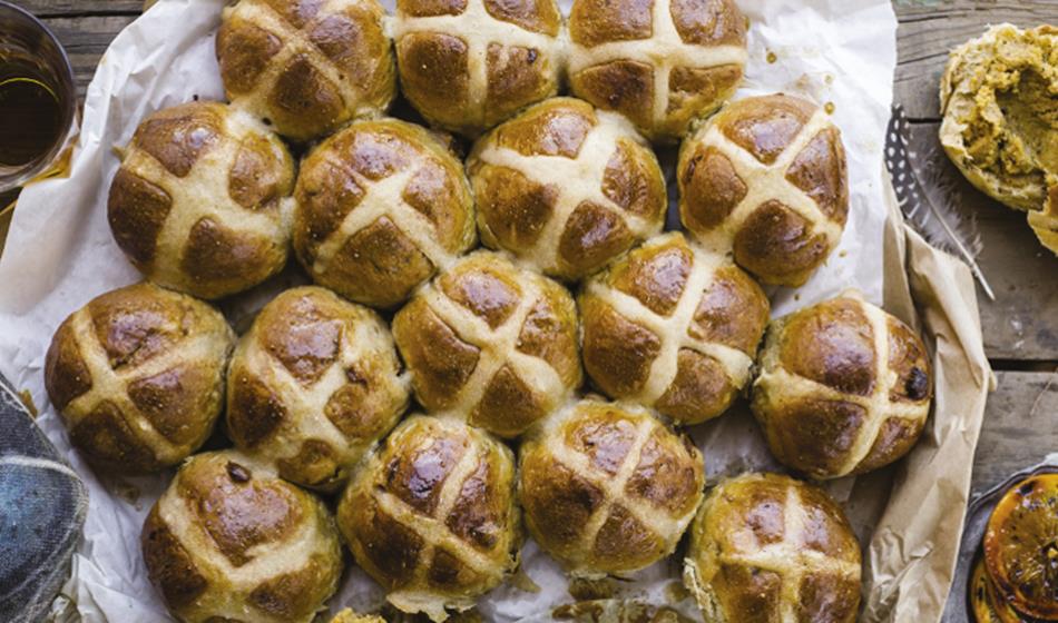 HOT CROSS BUNS WITH ORANGE ZEST AND DRIED FIGS Flora